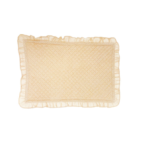 BLANC MARICLO' Set 2 placemats in velvet with powder pink frill 35x50 cm