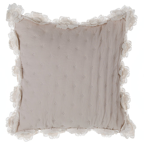 BLANC MARICLÒ Beige SALOME decorative cushion with lace 45x45 cm A2875899BG