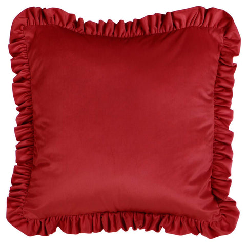 BLANC MARICLO' Velvet cushion with red polyester frill 45x45 cm