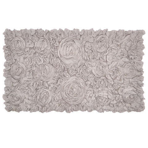 FABRIC CLOUDS Rectangular carpet for furniture and bathroom with gray roses 60x180 cm