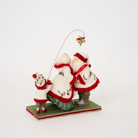GOODWILL Figurine de Noël du Père Noël et de la Mère Noël sous le gui en résine