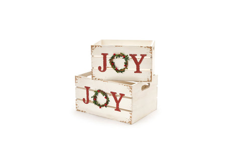 FABRIC CLOUDS Set of 2 wooden boxes with Christmas decoration cww20251