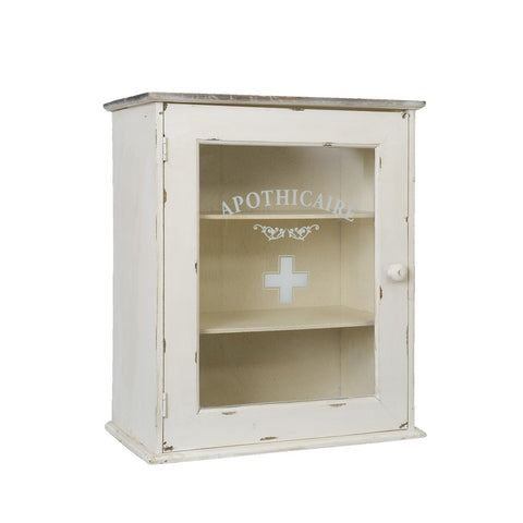 Clayre &amp; Eef Medicine cabinet in aged white wood 47x27xh55 cm
