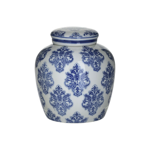 INART Vase with white blue ceramic lid Ø17,5 H19,5 cm 3-70-830-0013