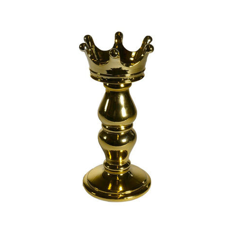 VIRGINIA CASA Ceramic candlestick REGALE crown MADE IN ITALY gold h 32 cm