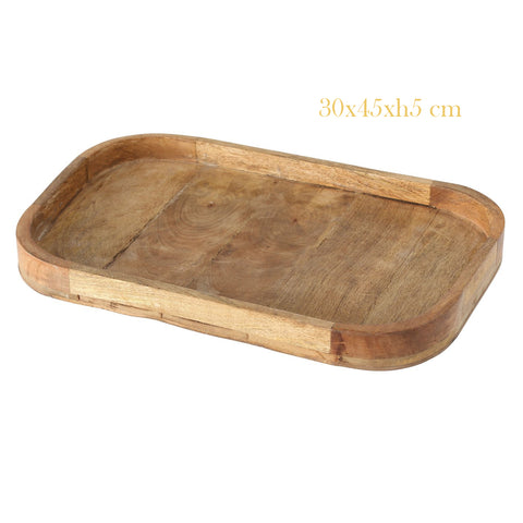Boltze Vassoio rettangolare da cucina, centrotavola in legno di mango, "TIKKO" Country colore naturale 2 varianti