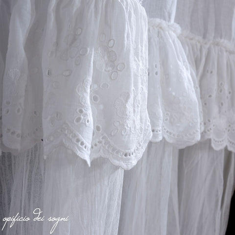 OPIFICIO DEI SOGNI Set of 2 vintage white MADELEINE lace curtain panels 140x300cm