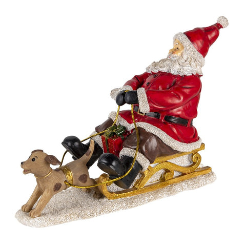 CLAYRE E EEF Christmas decoration Santa Claus in sleigh with dog wood effect 24x2x16 cm