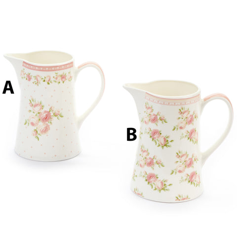 FABRIC CLOUDS Porcelain pitcher ANNETTE flowers 2 variants 10,5x9,5x14,5cm