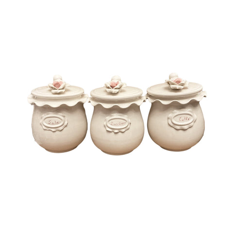 AD REM COLLECTION Set de 3 bocaux trio de récipients en porcelaine blanche Ø12 H18 cm
