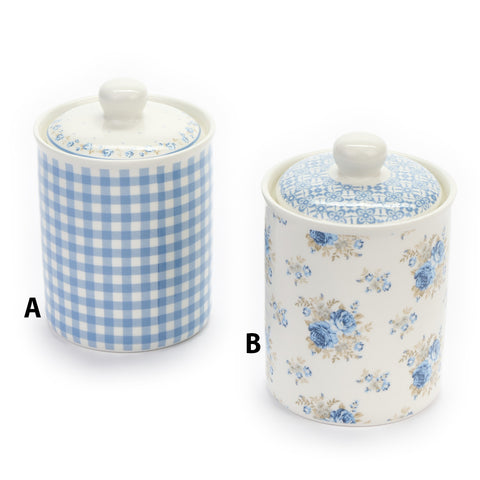 FABRIC CLOUDS Pot en porcelaine CAMILLA fleurs bleu clair 2 variantes 600 ml