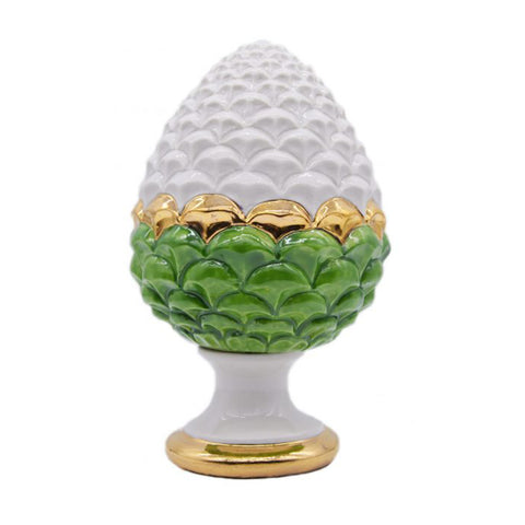 SBORDONE Pine cone with lucky charm SUCCESSO green porcelain H14