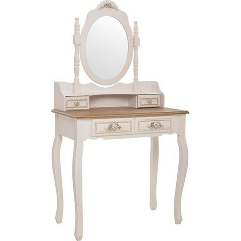 INART Toilette Table de maquillage avec miroir blanc/beige 75x40x140cm