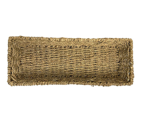 Boltze Rectangular wicker kitchen basket, Seagrass and iron storage basket, natural material "Elstra", Scandinavian style, vintage 12x36xh2.5 cm