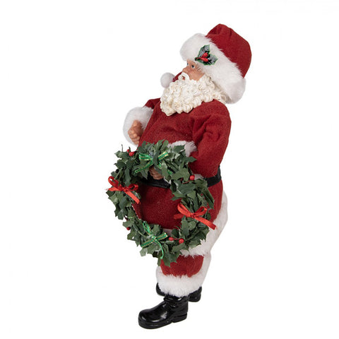 Clayre &amp; Eef Figurine de Noël Père Noël avec guirlande 16x8xh28cm