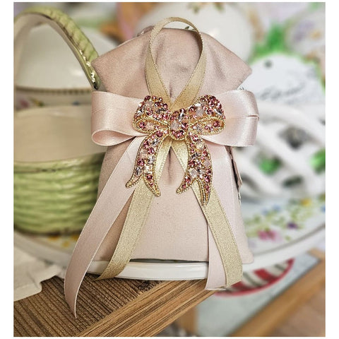 Lena's Flowers Velvet bag with bow Made in Italy 10xH13 cm