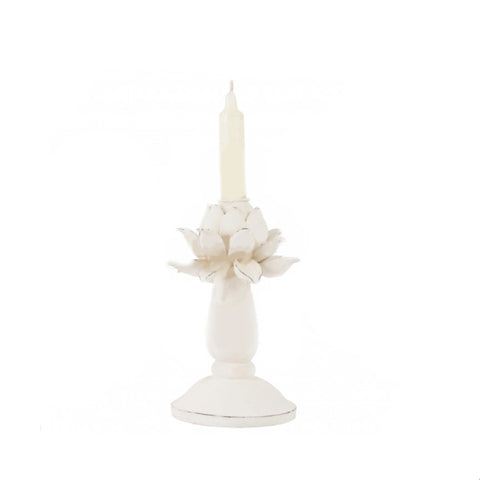 COCCOLE DI CASA CYNARA resin candlestick ivory shabby Ø11xh17 cm