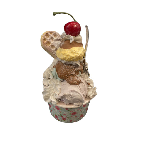I DOLCI DI NAMI Coppa gelato con decoro waffle e bignè artificiale Ø10 H14 cm