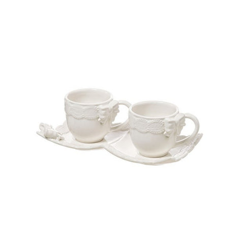 L'ART DI NACCHI Set 2 coffee cups with white ceramic tray 70 ml KF-36