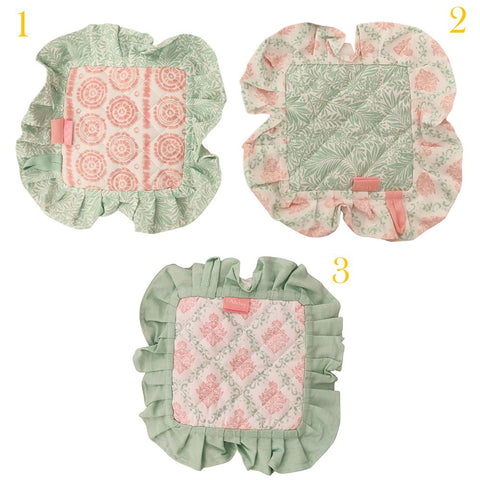 L'ATELIER 17 Set of 2 "PICCADILLY" kitchen pot holders in pure cotton with flounce, shabby chic 20x20 cm 3 variants