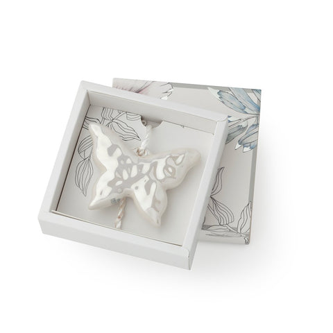 HERVIT Farfalla in porcellana bianca perlata bomboniera 8 cm 27801