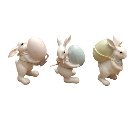 Blanc Mariclò Coniglio con uova di pasqua in ceramica, decoro pasquale Shabby Chic CORELLI COLLECTION 3 varianti