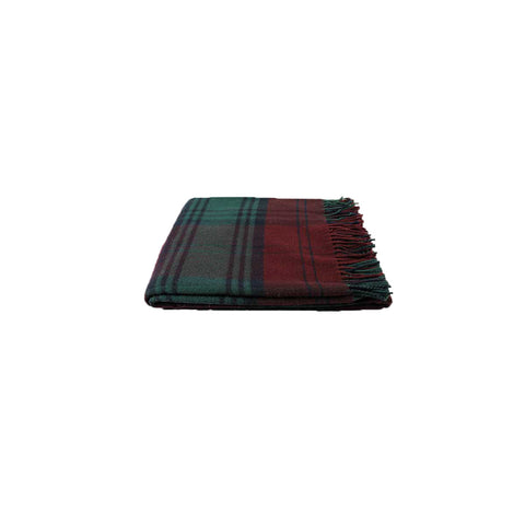 CECCHI E CECCHI Plaid blanket with fringes in wine and green wool 135x190 cm