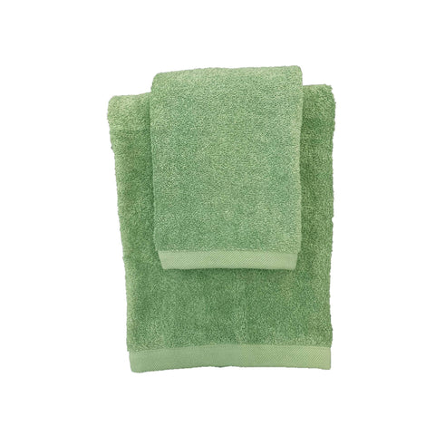 BIANCO PERLA Coppia di asciugamani da bagno verde menta PERLA in spugna 60x110 cm 40x60 cm