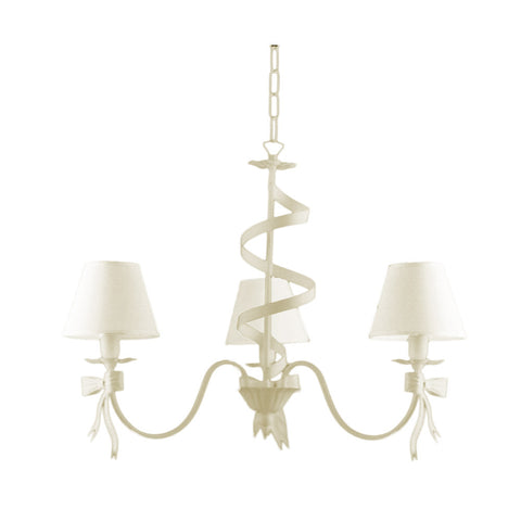 BRULAMP Suspension chandelier 3 lights with ivory lampshades