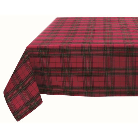 BLANC MARICLO' Nappe de Noël tartan ECOSSAIS rouge et noir 140x290 cm