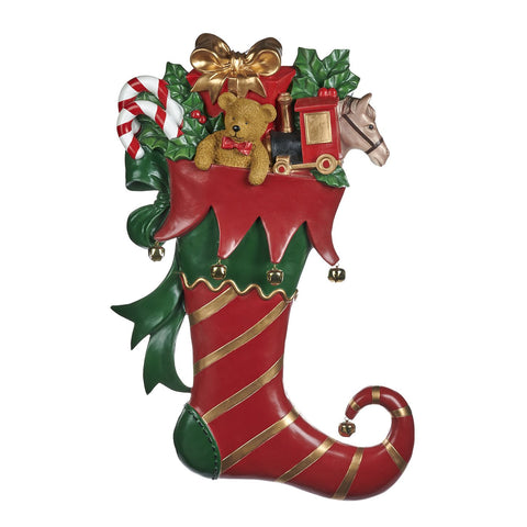 GOODWILL Bas de Noël décoratif à suspendre céramique rouge 78 cm
