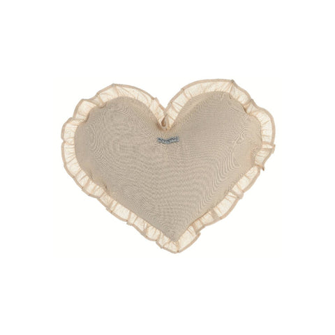 BLANC MARICLO' Cuscino arredo cuore con galettina INFINITY cotone beige 45x35cm