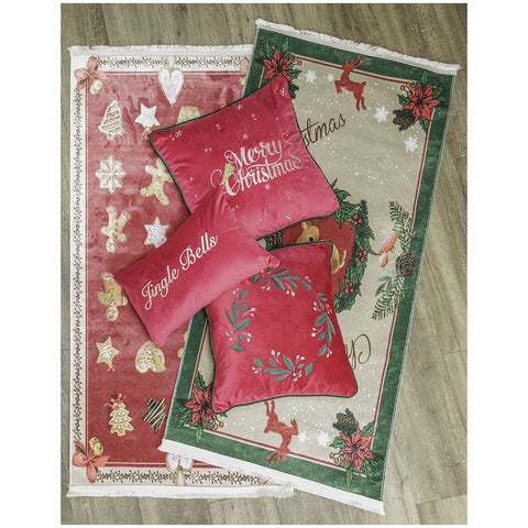L'Atelier 17 Cushion with "Merry Christmas" Shabby embroidery 9 variations (1pc)