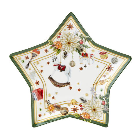 Fade Set de 2 assiettes de Noël étoiles en porcelaine "Gillian" 22x19,5 cm