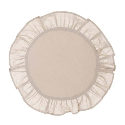 Blanc Mariclò Set of two round placemats in beige cotton with 7 cm frill "Frill"
