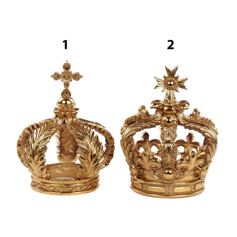GOODWILL Corona con croce decorazione religiosa resina oro anticato H28 cm