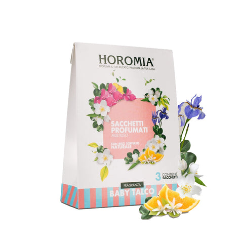 HOROMIA Set of 3 BABY TALC natural rice scented bags multipurpose perfumers