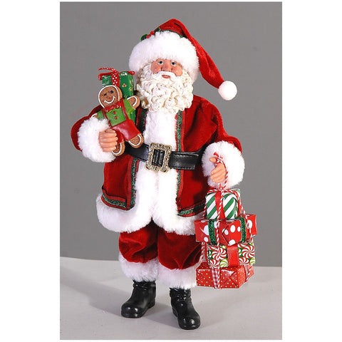 Figurine VETUR Père Noël avec cadeaux en résine et tissu H26 cm