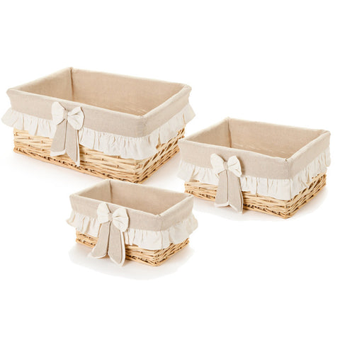 Nuvole di Stoffa Wicker basket with Shabby Chic bow 3 variations (1pc)