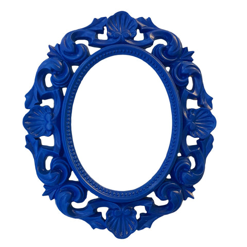 VIRGINIA CASA Medium oval frame for wall decoration in blue ceramic 40x33 cm