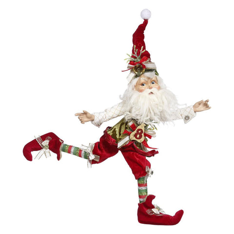 GOODWILL Père Noël lutin statuette résine et décoration tissu rouge H43 cm
