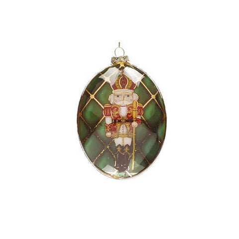 GOODWILL Boule de Noël ovale décoration pour sapin avec casse-noix en verre H13 cm