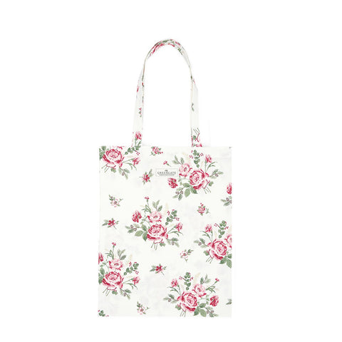 GREENGATE Floral shopper bag gift idea in white pink cotton H45 Ø34 cm