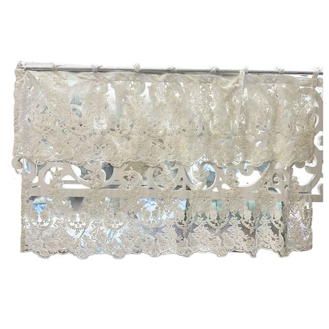CHARME Valance for curtain with white lace texture made in Italy 85x160 cm