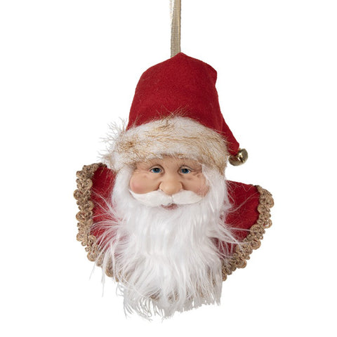 Clayre &amp; Eef Pendentif arbre Père Noël avec chapeau 10x9x28 cm