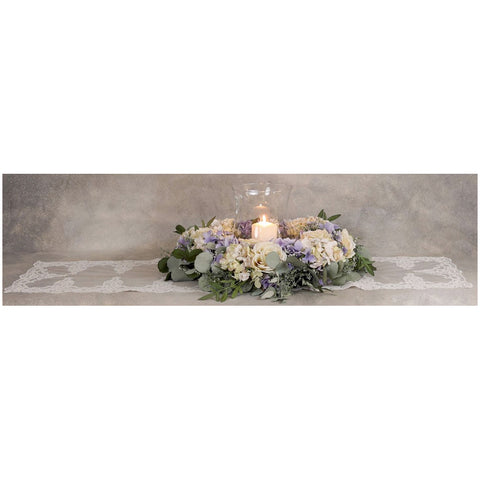 Lena Runner flowers in double cream lace Made in Italy 110x40 cm
