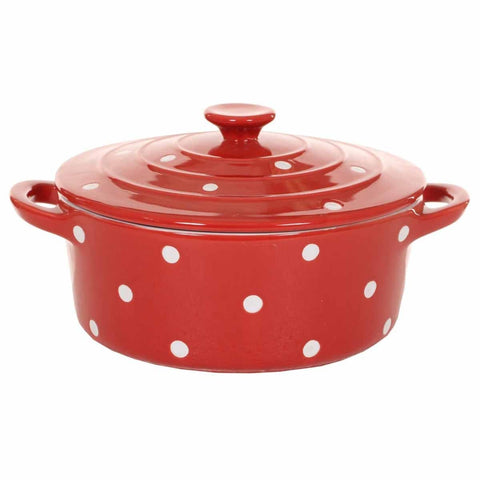 ISABELLE ROSE Large bowl with red polka dot lid Ø23,5 H14,8 cm IR5411