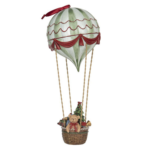 CLAYRE E EEF Decorazione di Natale mongolfiera con orsetto e alberello Ø14x37 cm