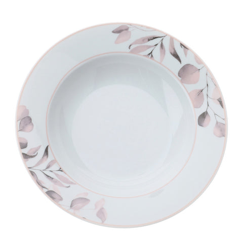 HERVIT Set due piatti fondi bianco / rosa floreale in porcellana Botanic Ø21.5cm