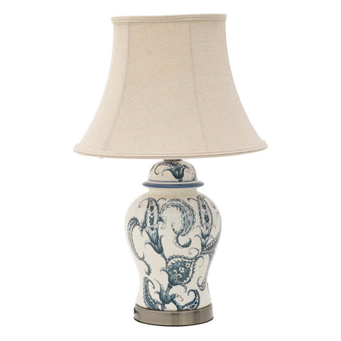INART Lampada da tavolo ceramica bianco e blu 35x60 cm 3-15-959-0033
